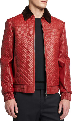 Stefano Ricci Men's Shearling-Collar Leather Bomber Jacket