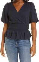 Thumbnail for your product : Gibson Smocked Surplice Short Sleeve Top