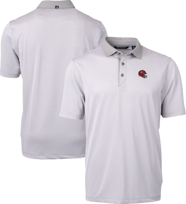 Men's Cutter & Buck Gray Kansas City Chiefs Big & Tall Virtue Eco Pique Micro Stripe Recycled Polo
