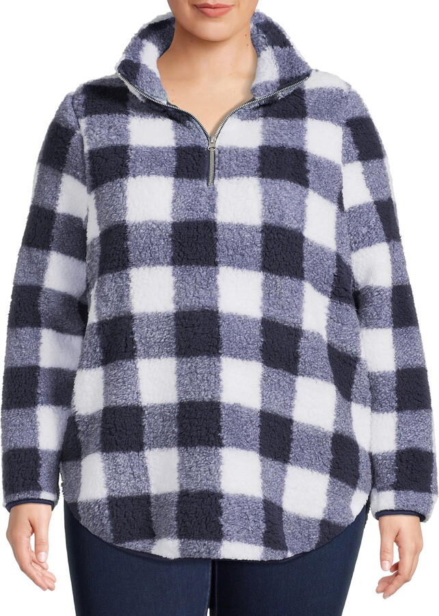 Terra & Sky Women’s Plus Size Quarter Zip Faux Sherpa