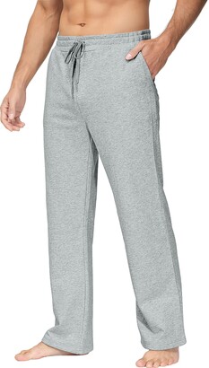 Boisouey Men's Cotton Yoga Sweatpants Open Bottom Joggers Straight Leg  Running Casual Loose Fit Athletic Pants with Pockets Light Grey XS -  ShopStyle