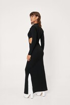 Thumbnail for your product : Nasty Gal Womens Ribbed Cut Out Maxi Shirt Dress - Black - 4