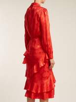 Thumbnail for your product : Saloni Isa Floral Jacquard Silk Dress - Womens - Red