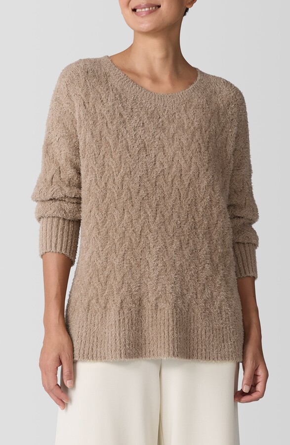 Eileen Fisher Crewneck Organic Cotton Bouclé Sweater
