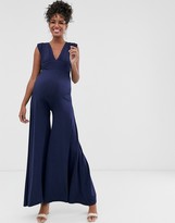 Thumbnail for your product : Queen Bee Maternity wide leg jumpsuit in navy