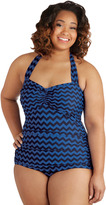 Thumbnail for your product : Esther Williams Bathing Beauty One-Piece Swimsuit in Blue Chevron – Plus Size