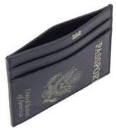Thumbnail for your product : Vetements Passport Print Leather Cardholder - Womens - Navy
