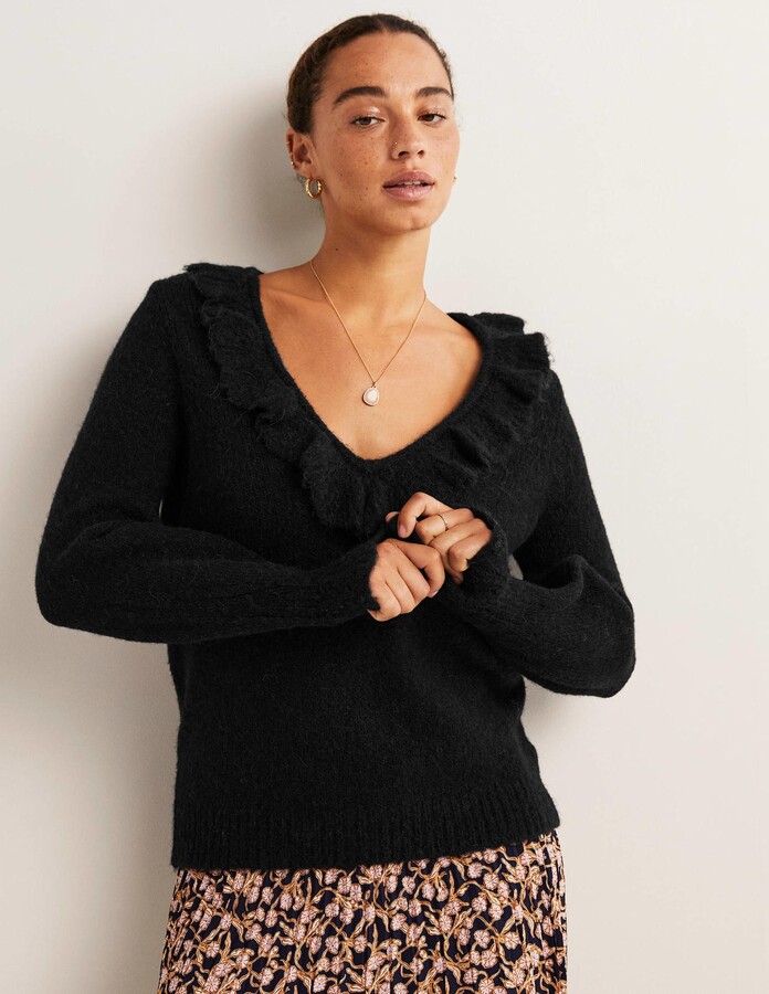 Boden Fluffy Frill V-neck Sweater ShopStyle
