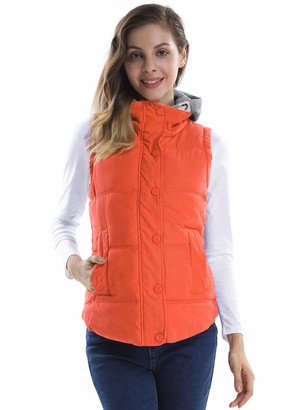 Phorecys Women Quilted Waterproof Outdoor Gilet Zipper Vest Jacket Orange Lable Size XL - UK S