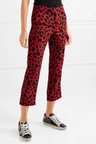 Thumbnail for your product : Koché - Taylor Leopard-print Pinstriped Stretch-twill Straight-leg Pants - Red
