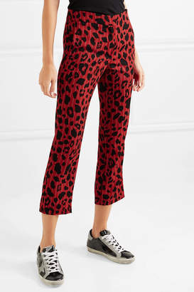 Koché - Taylor Leopard-print Pinstriped Stretch-twill Straight-leg Pants - Red
