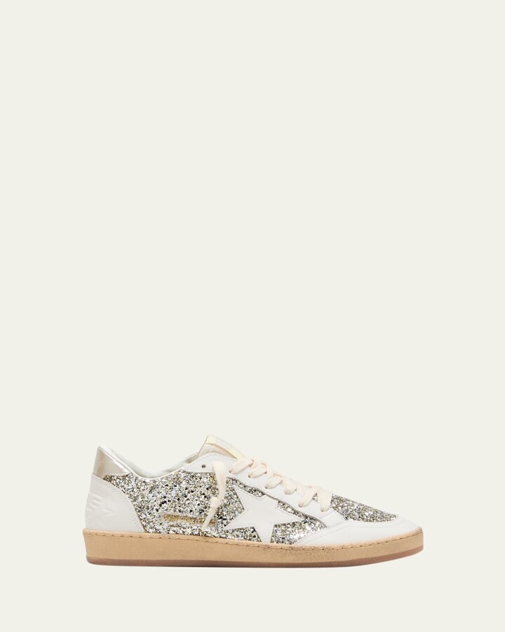 Golden Goose Ballstar Glitter Leather Low-Top Sneakers