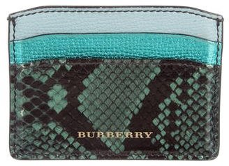 Burberry Snakeskin-Trimmed Leather Cardholder