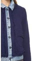 Thumbnail for your product : Maison Scotch Knitted Jacket with Denim Trucker Details
