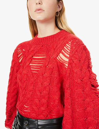 Stella McCartney Puff-sleeve cable-knit alpaca-blend jumper