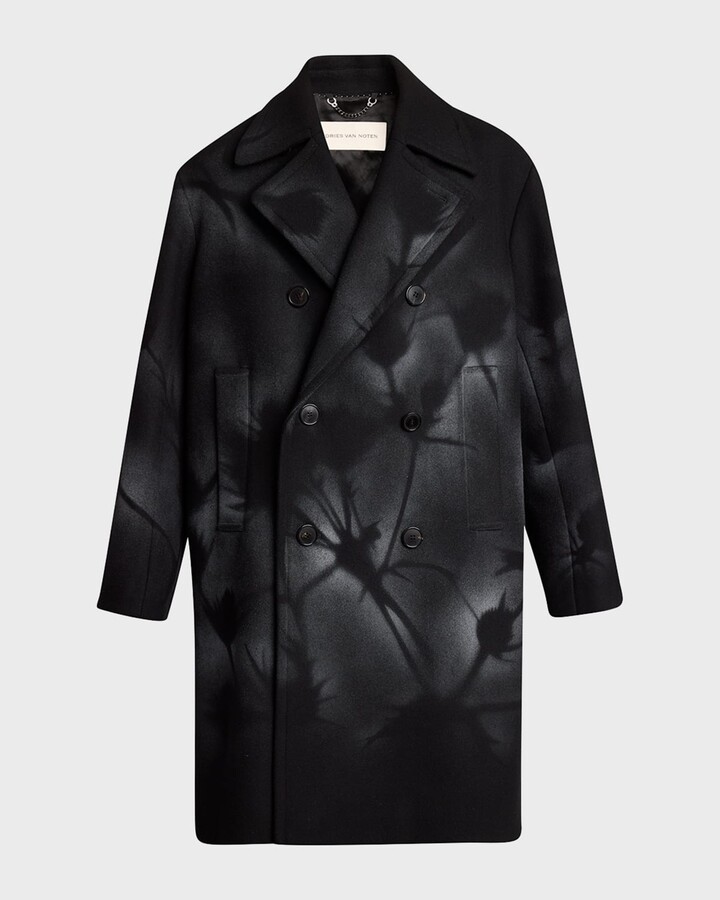 Dries Van Noten Men's Racos Printed Double-Breasted Coat