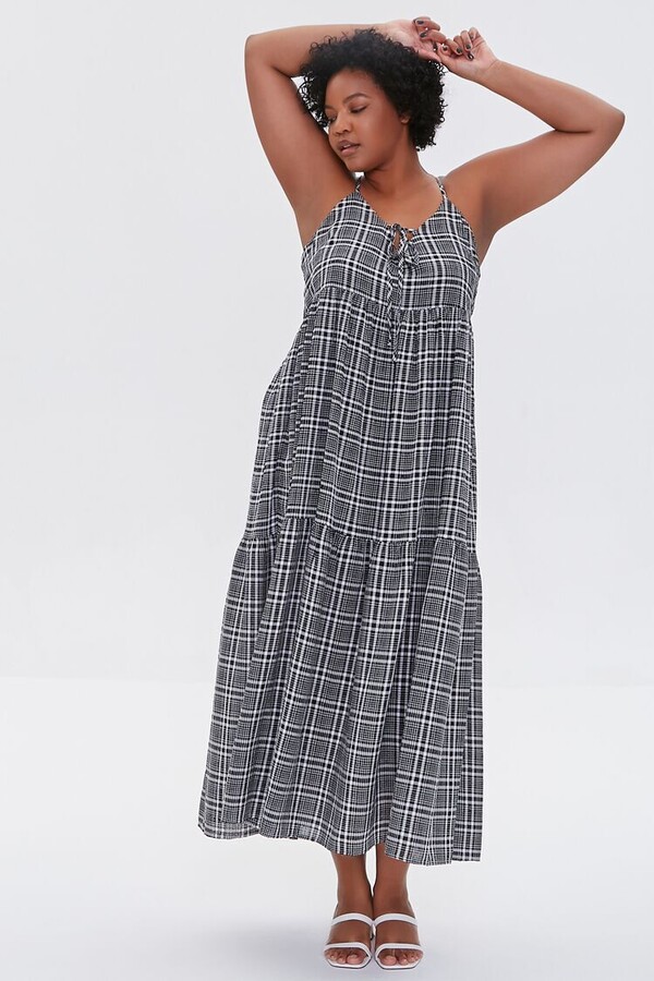 checkered plus size dress