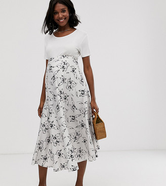 Asos DESIGN Maternity fluted hem midi skirt in floral print