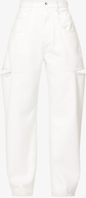 Maison Margiela Womens White Icons Cut-Out Straight-Leg High-Rise Jeans 8
