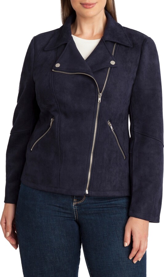plus size black suede biker jacket