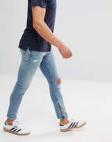 Thumbnail for your product : Jack and Jones Intelligence Jeans In Skinny Fit with Distress and Zip Ankle