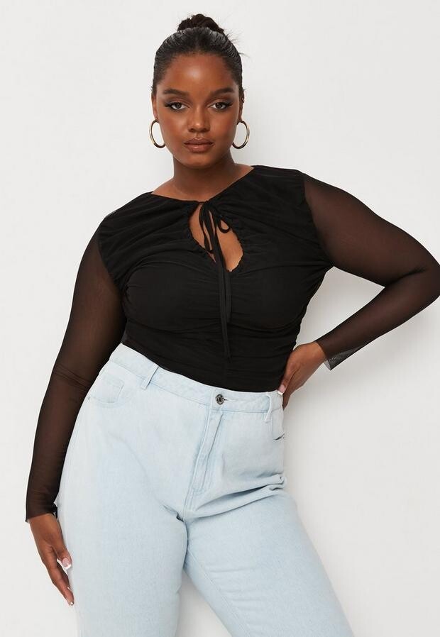 plus size red mesh top