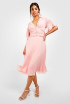 Thumbnail for your product : boohoo Pleated Ruffle Detail Midi Smock Dress