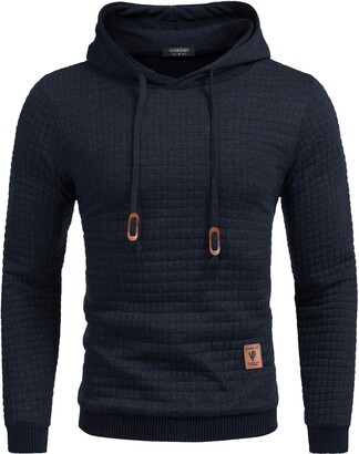 YuKaiChen Men's Pullover Hooded Sweatshirts Plaid Jacquard Long Sleeve Drawstring Hipster Casual Hoodies 