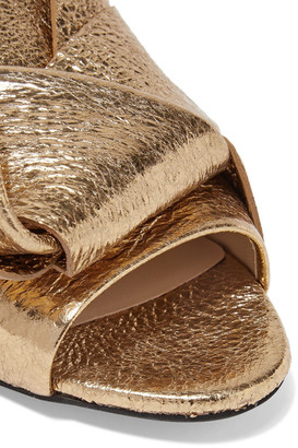 N°21 N21 Knotted Metallic Cracked-leather Slides