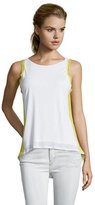Thumbnail for your product : Heather white and citron knit lace trim boatneck tank