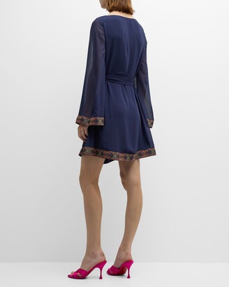 Trina Turk Aromatic Belted Scoop-Neck Mini Dress