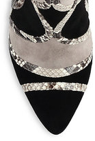 Thumbnail for your product : Alexandre Birman Python & Two-Tone Suede Booties