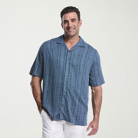 Cubavera Mens Short Sleeve Regular Fit Big and Tall Button-Down Shirt