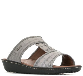 Tod's Croc-Effect Leather Sandals