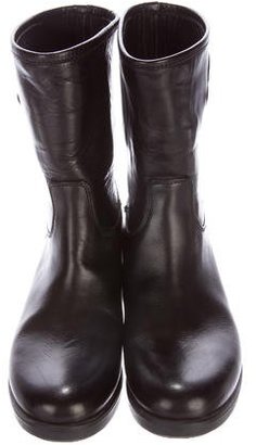 Moncler Leather Round-Toe Boots