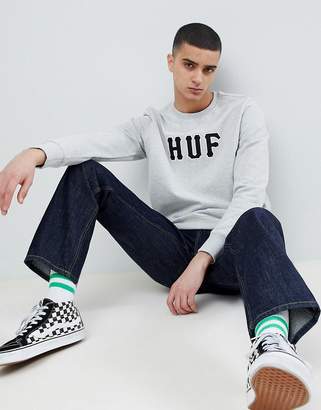 HUF Field Sweatshirt With Applique Logo In Grey