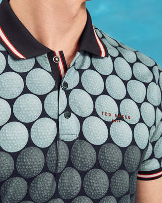 Ted Baker BIRDY Colour-block golf ball print polo shirt