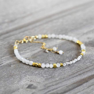 Artique Boutique Skinny White Diamond And Moonstone Bracelet