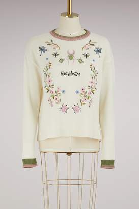 RED Valentino Embroidered crew neck sweater