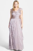 Thumbnail for your product : Adrianna Papell Iridescent Chiffon Petal Gown (Plus Size)