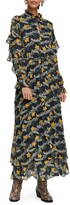 Thumbnail for your product : Scotch & Soda Print Long Sleeve Ruffle Maxi Dress