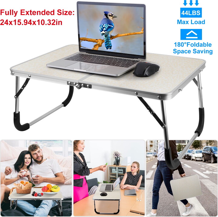 AsterOutdoor Foldable Laptop Table Notebook Bed Desk Breakfast Reading Writing Lap Tray For Sofa Couch Floor Dormitory