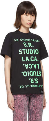 S.R. Studio. La. Ca. S.R. STUDIO. LA. CA. Black and Green Unlimited S.R.S. Double Logo Basic T-Shirt