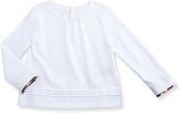 Thumbnail for your product : Burberry Gisselle Long-Sleeve Pintucked Jersey Tee, White, Size 6M-3