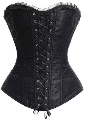 Anvoro Women's Floral Lace up front and back Overbust Corset With G-string