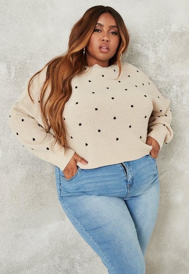 stone polka dot balloon sleeve cardigan