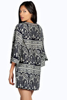 Thumbnail for your product : boohoo Sienna Mono Print Woven Kaftan Dress