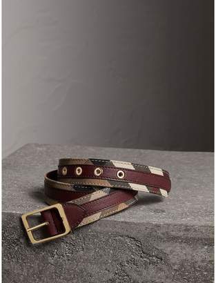 Burberry House Check and Grainy Leather Belt