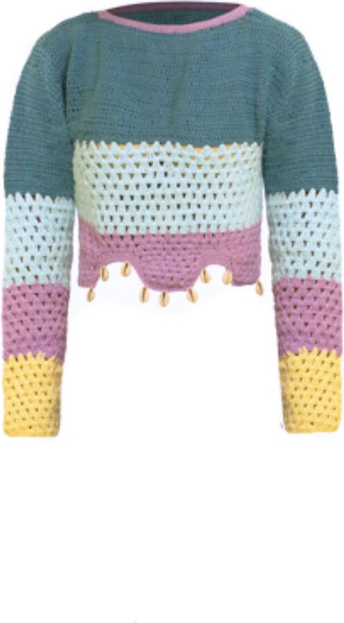Tega Collective Blue Samudram Colorblock Crochet Top