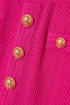 Thumbnail for your product : Balmain Button-embellished Ribbed Knit Mini Dress - Pink